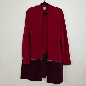 Chico’s Size 3 Convertible Cardigan Open Sweater‎ Red & Maroon Women’s XL or 16